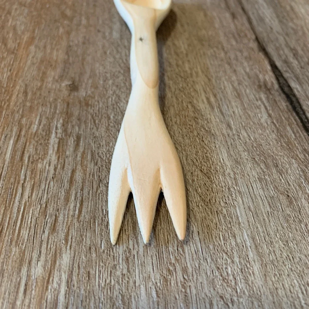 Handmade Birch wood spork - 6 inches - handcrafted - USA